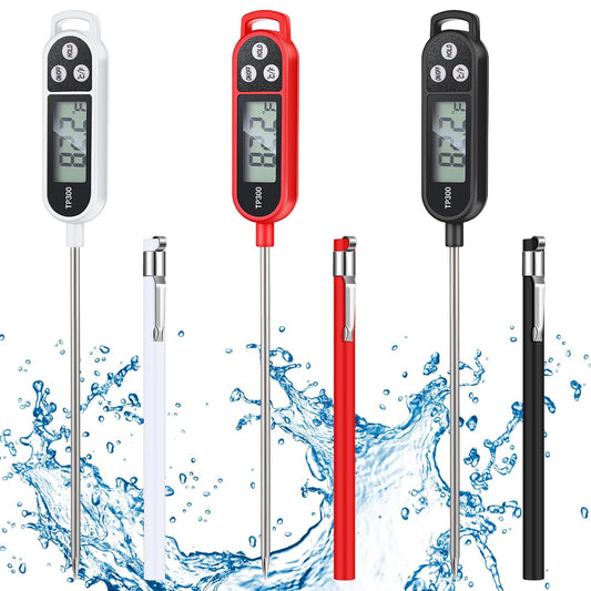 Waterproof Food Thermometer with Long Probe Digital Meat Thermometer for Water, Liquid, Candle and Cooking Instant Read for