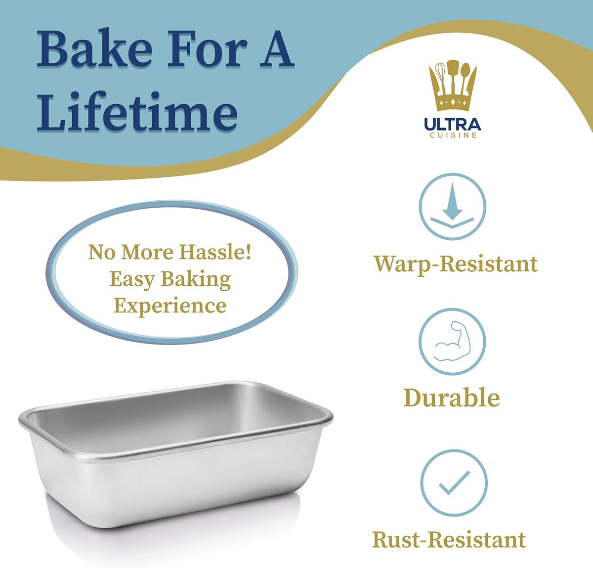 Aluminum Loaf Pan for Baking Bread - 9.5x5 inch Loaf Pan, 1lb | Easy Clean, Durable Bread Tin, Commercial Aluminum Bread Pan, No Wrap &amp; Rust, Oven Safe, Banana Bread, Cakes, Casseroles