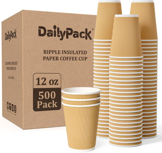 500 Count 12 oz Insulated Ripple Wall Paper Coffee Cups