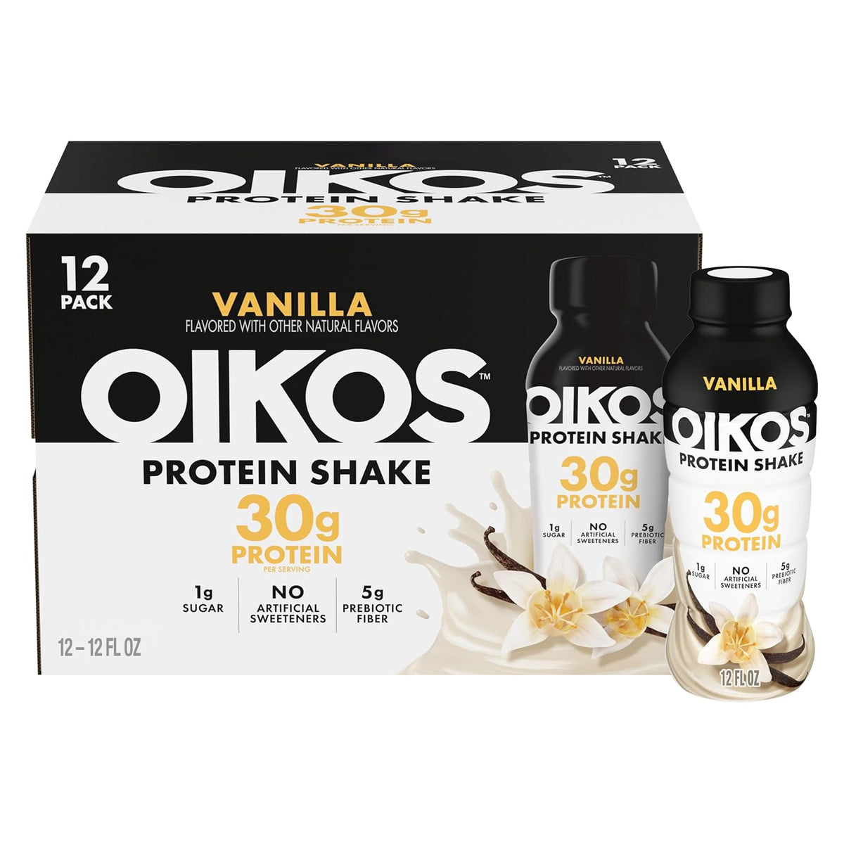 Oikos Protein Shake, Vanilla, 30g Protein, 12 fl oz, 12 Count