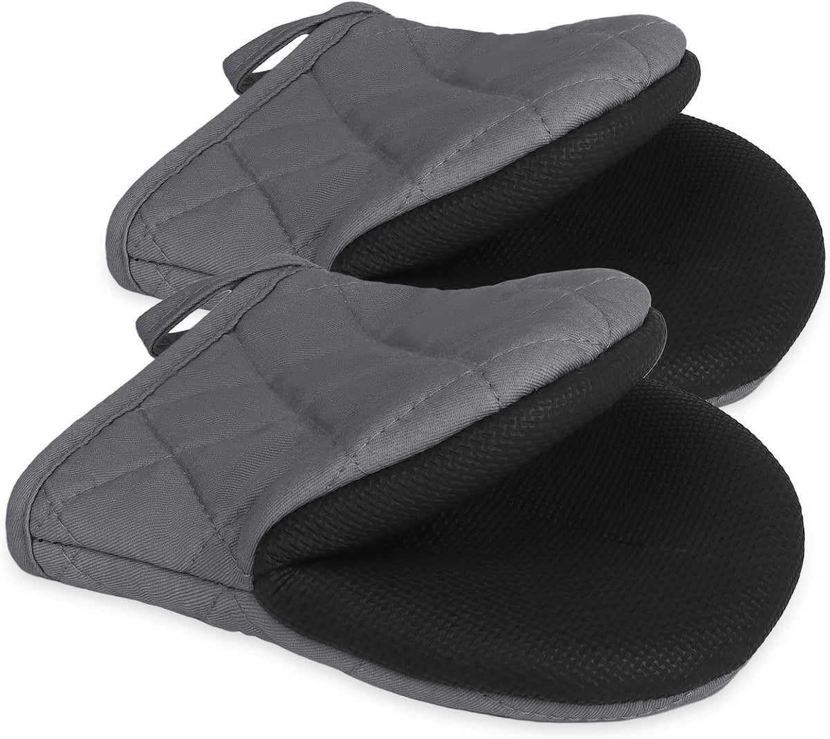 Goldmeet Mini Oven Mitts 2-Pack, 7"x5.5", 500°F Silicone Grip, Cement Gray