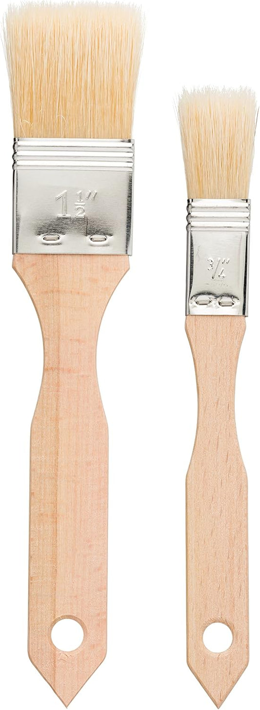 REDECKER Pastry Brushes Set with Untreated Beechwood Handles - 2 Different Sizes - Multi-purpose Brushes - Natural Bristle