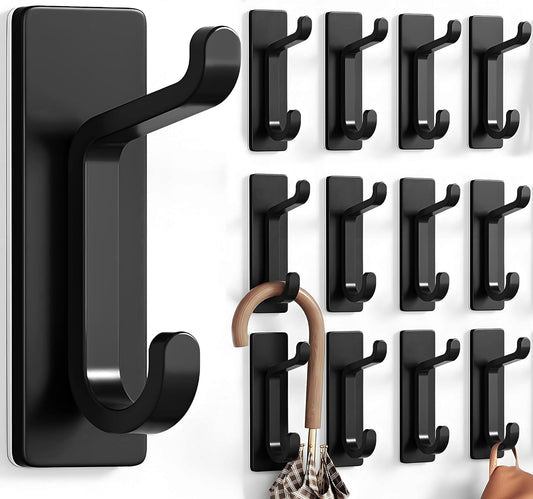 pickpiff 12 Pack Wall Hooks for Coat and Towel: 13LB Adhesive Door Hanger Stick on