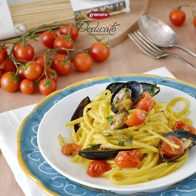 Granoro Dedicato Linguine #3 - Authentic Italian Pasta, Made from 100% Puglia Durum Wheat Semolina, Non-GMO, Vegan, 1 lb Bags (Pack of 2)
