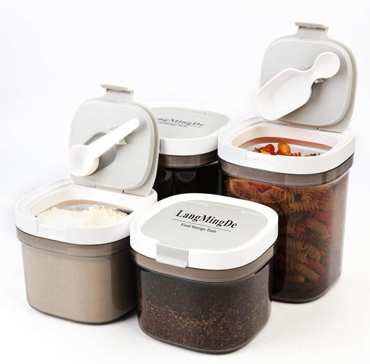 4PCS Coffee Storage Containers, BPA Free Plastic Kitchen Canisters Set for Ground Coffee, Spices, Herbs, Candy, Snacks,