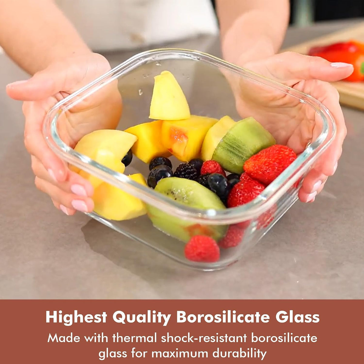 Razab 2 PC 1200ML / 41 Oz Glass Food Storage Containers with Lids - Airtight &amp; Leakproof - Microwave/Oven/Freezer Safe - BPA Free - Ideal for Meal Prep, Storing Leftover &amp; Lunch