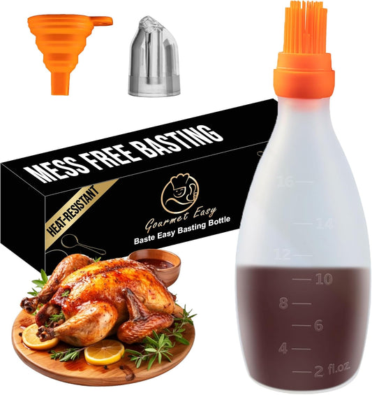 Silicone Pastry Brush, All-in-One Silicone Basting Brush with Sauce Bottle, Heat Resistant BBQ Accessories and Cooking