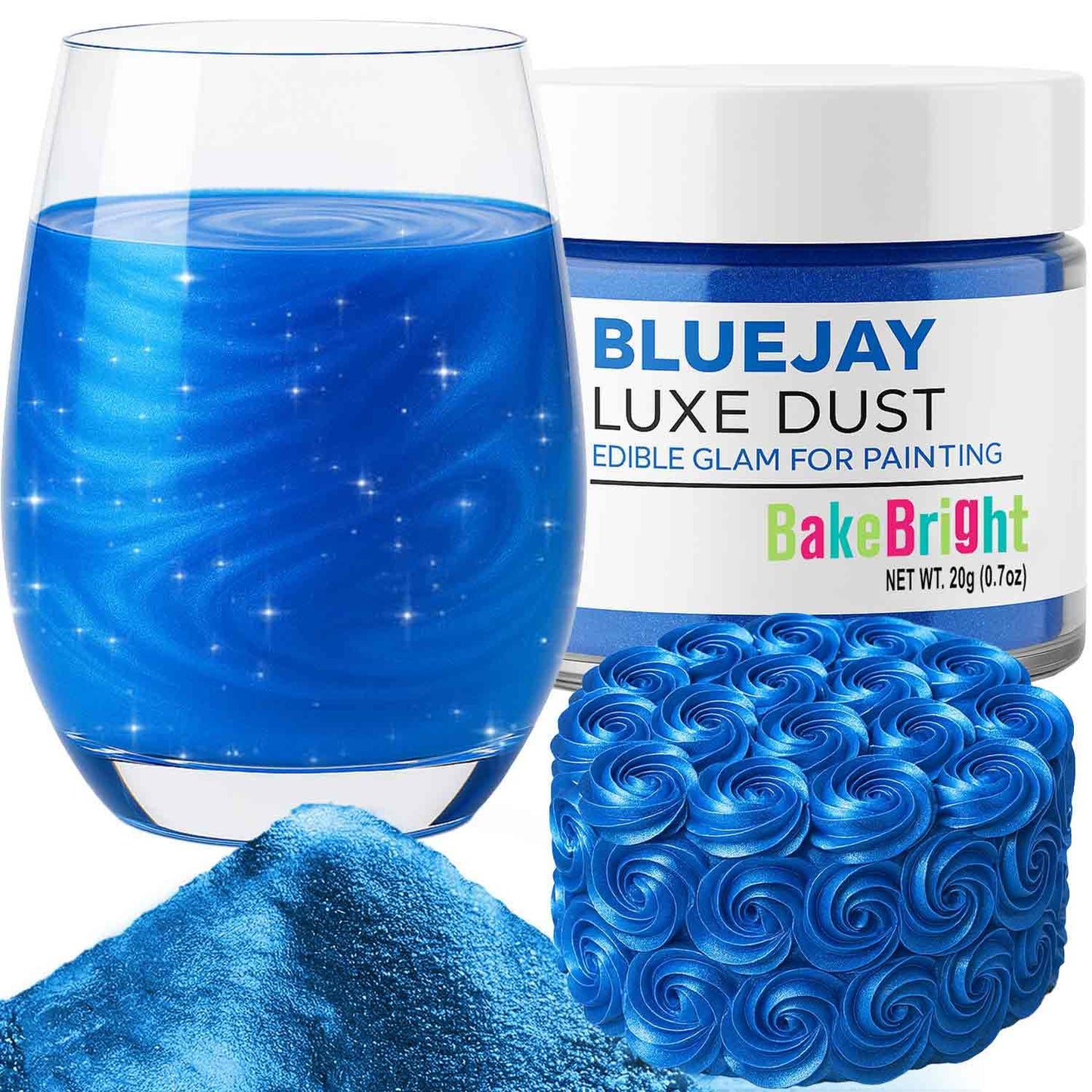 Bulk (20g) Blue Luster Dust Edible Glitter for Cocktails | Premium Edible Blue Luster Dust for Cake 