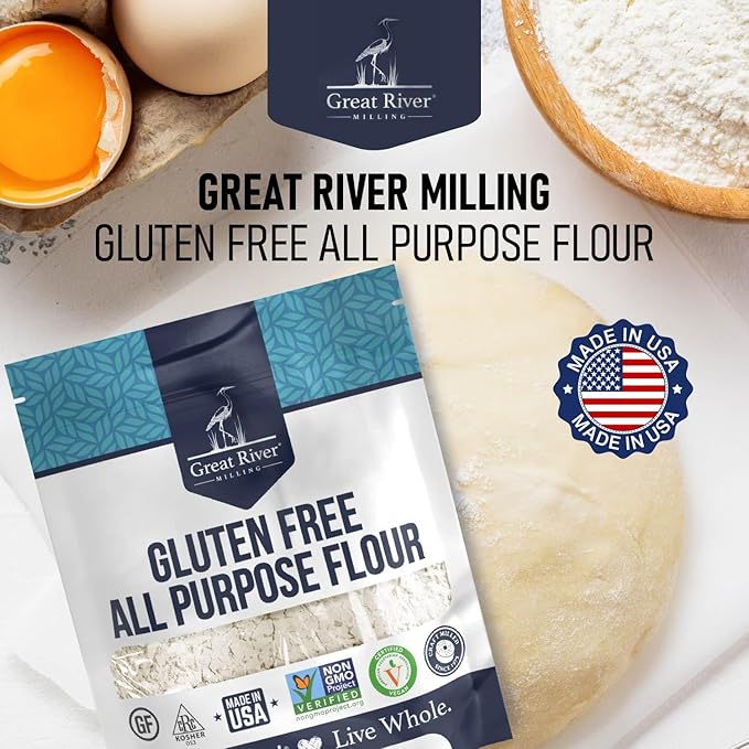 Great River Milling Gluten Free All Purpose Flour | Made from All Purpose Gluten Free Baking Alternative Ingredients | Non-GMO, Glyphosate Free, Kosher, Vegan Certified | 2 Lb