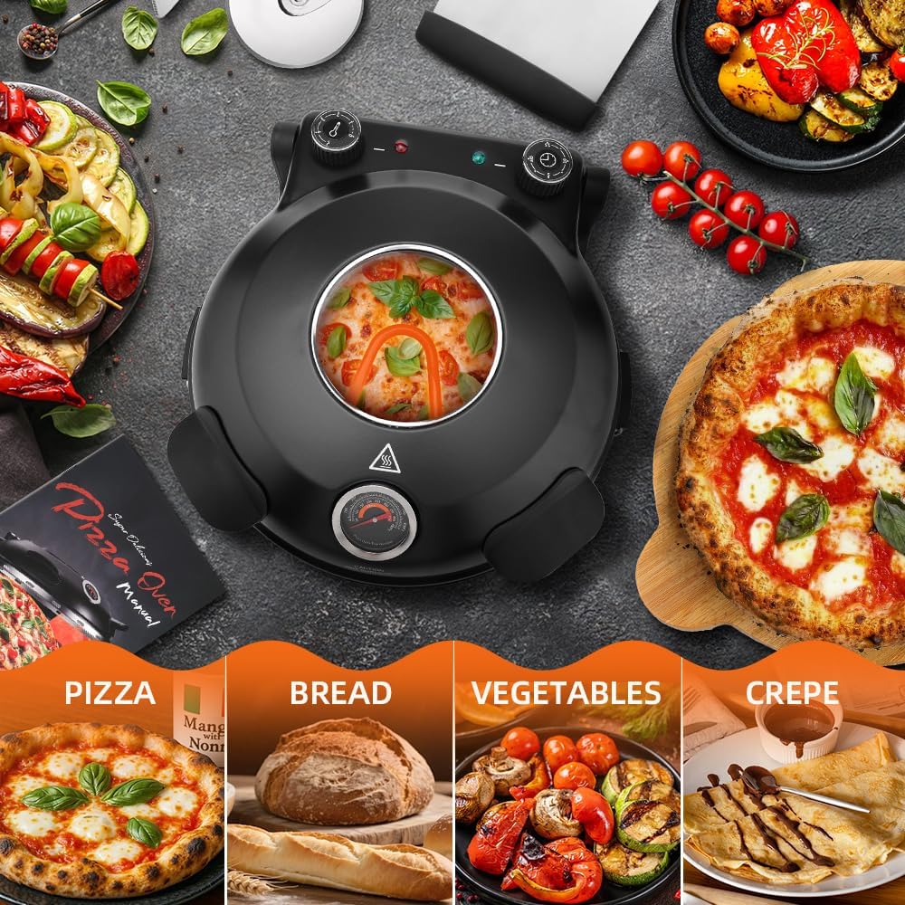 Pizza Oven with Ceremic Stone, Up to 800 °F (Cream White, 12'')