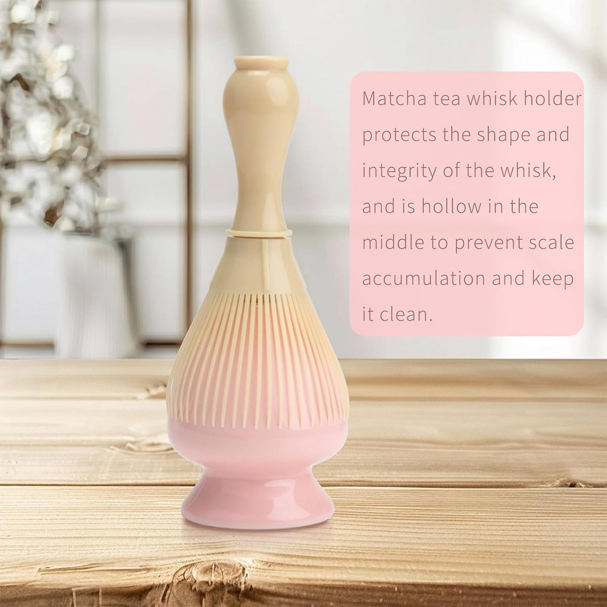 Traditional Japanese Matcha Tea Whisk Holder, 70mm Chasen Stand, Pink Ceramic, 2.7"L x 2.5"W