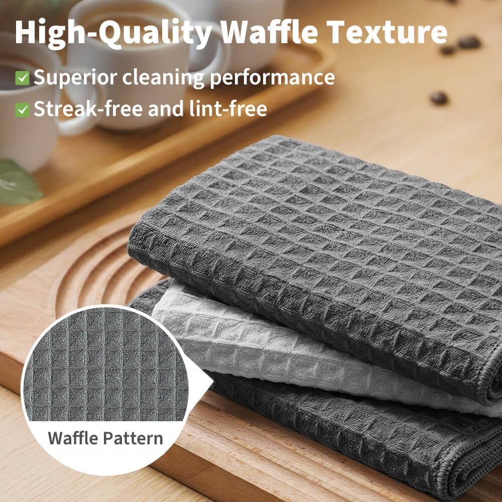 Barista Towel 4 Pack, Waffle Microfiber Barista Cloths, Essential Cleaning Towels for Espresso Machines, Steam Wands, and Countertops, Coffee Bar Accessories, 12”x12”