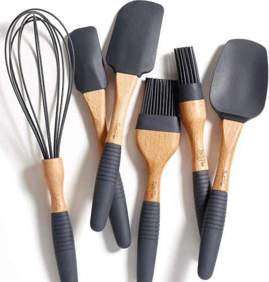 Baking Utensils Set 6 Pieces - Spatula Set for Baking - Baking Essentials 3 Spatula, 2 Pastry Brush, 1 Whisk - Spatulas