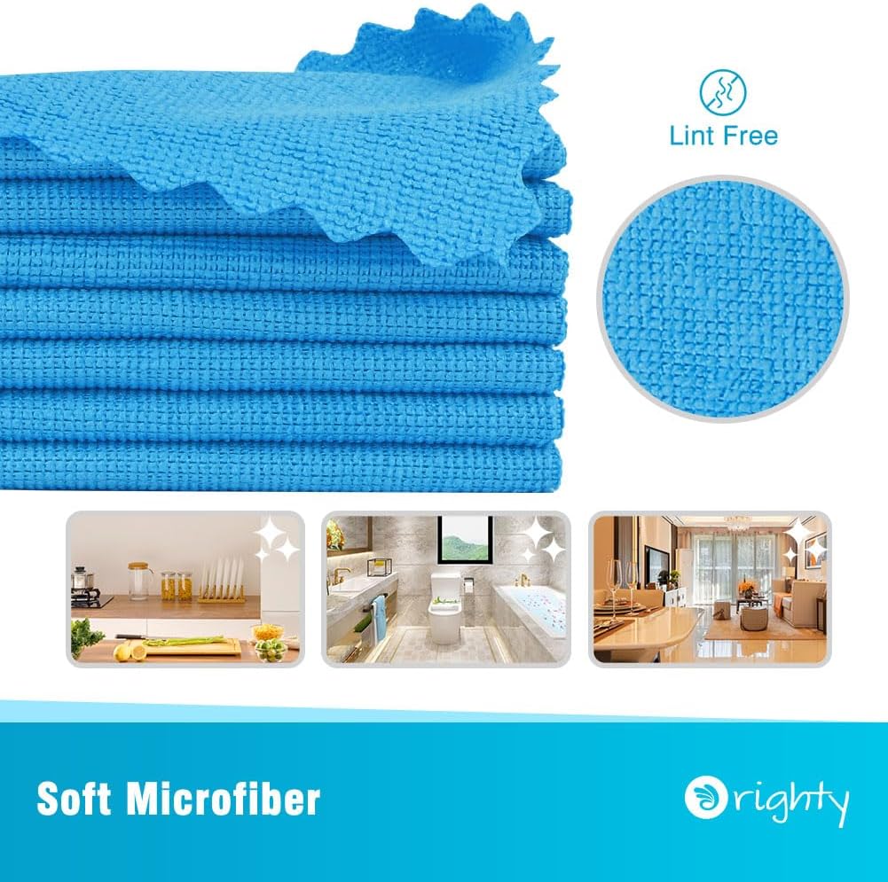 Orighty Microfiber Cleaning Cloth Bulk, 50 Pack Shop Towels 12x12 in, Blue