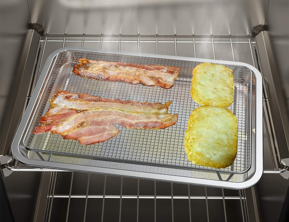 Onlyfire Stainless Steel Baking Sheet with Rack, 15.35 x 11.5 Inches | Cookie Sheet Pan Tray with Cooling Rack, Nonstick Roasting Pan Baking Pan for Oven, Smokers and Pellet Grills