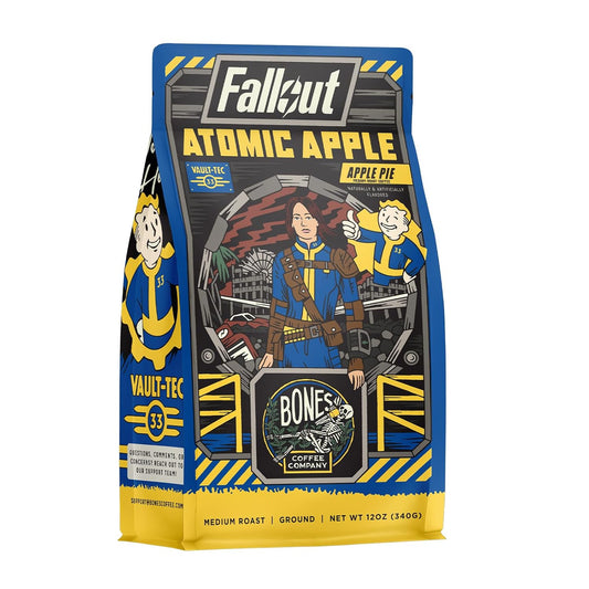 Bones Coffee Company Fallout Atomic Apple, Apple Pie Flavored Coffee, Medium Roast Low Acid Arabica Beans Compatible with
