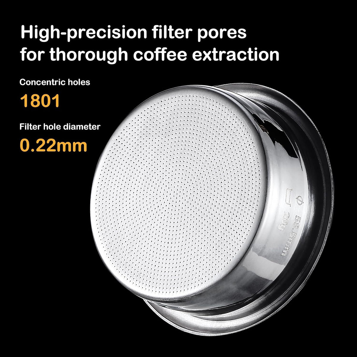 Bincoo Precision Espresso Filter Basket Compatible with 58mm Espresso Machine Portafilters,304 Stainless Steel Portafilter Basket for 16g/18g/20g,High-Precision Holes(16g - 58.5mm)