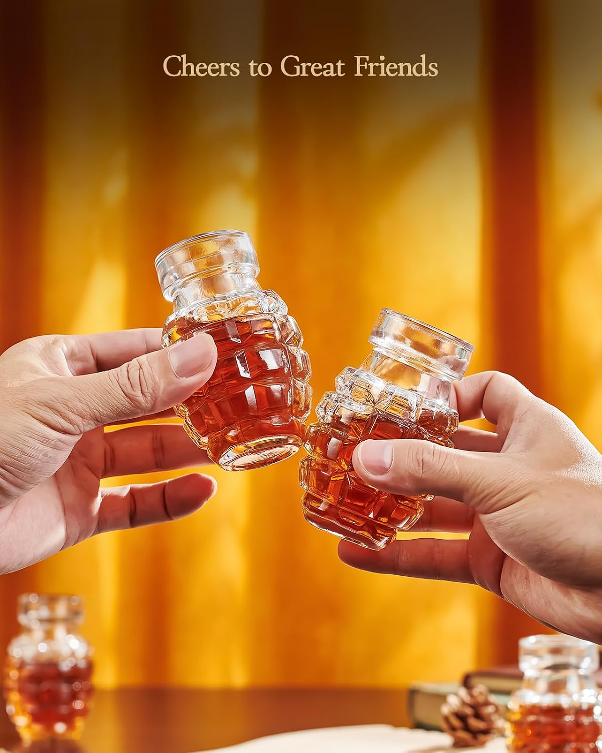 Kollea Grenade Shaped Shot Glass Set, 4 Pcs 3.7 Oz Heavy-Base Cups | Thick Lead-Free Glass for Whiskey, Grenade Design, Tequila, Vodka, Liquor, Gifts for Men, Dad, Boyfriend, Party Cave Decor