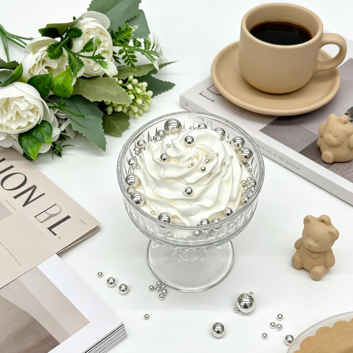 Silver Pearl Sprinkles for Cake Decorating, 6 Sizes Edible Pearls Sugar