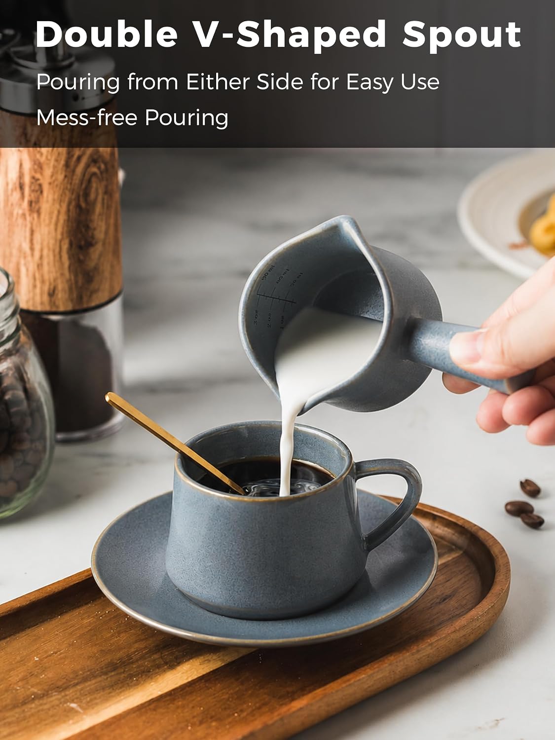 Espresso Cups Ceramic, Espresso Measuring Cups with Handle 3 OZ