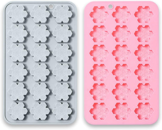 2 Pcs Snowflake Silicone Molds, 18-Cavity 3D Christmas Snowflake Chocolate Silicone Molds for DIY Christmas Winter Jello Candy Cupcake Fondant Baking Polymer Clay Decoration