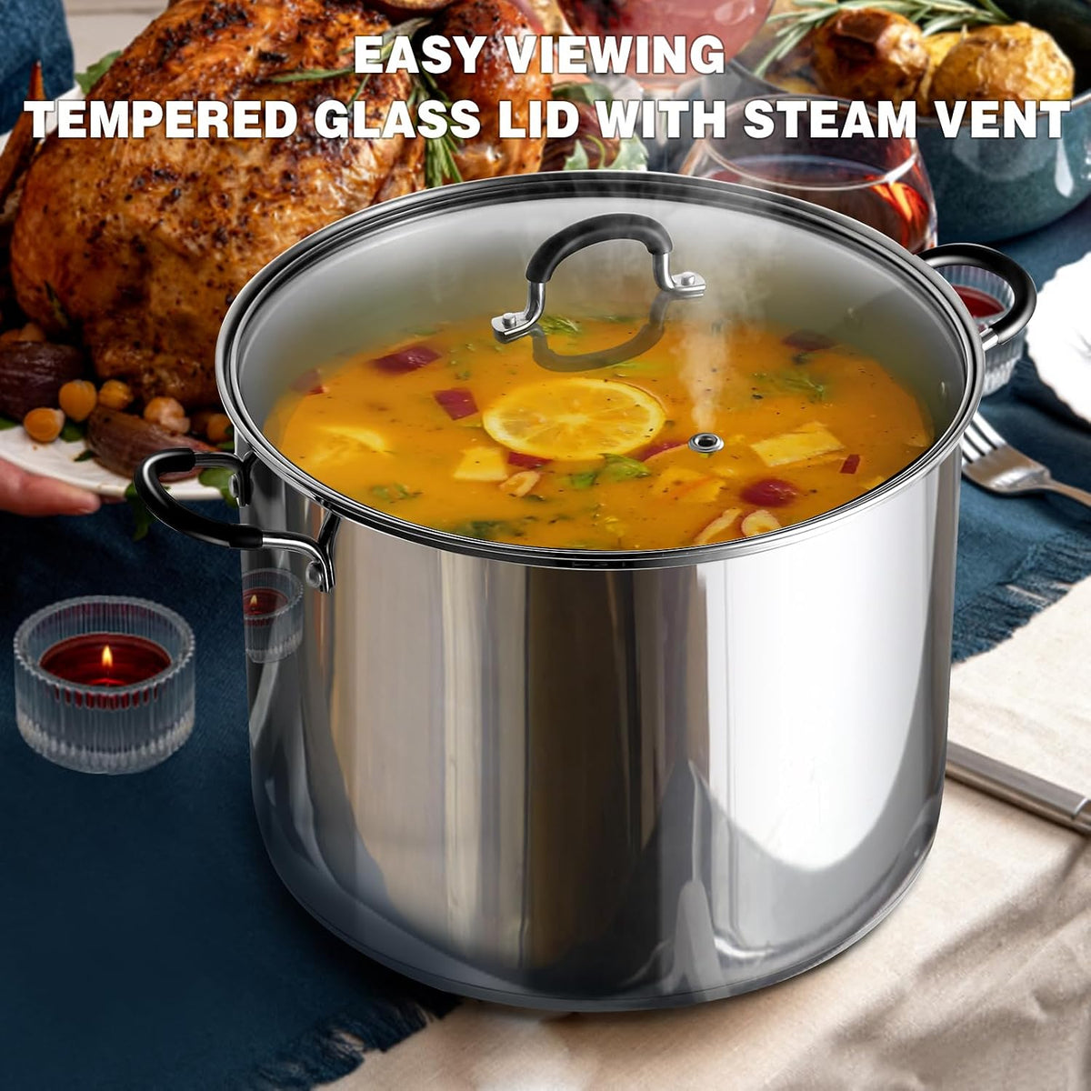 Cook N Home Stockpot Sauce Pot Casserole Pan Saucier Induction Pot With Lid Professional Stainless Steel 5 Quart, Dishwasher Safe With Stay-Cool Handles, Silver