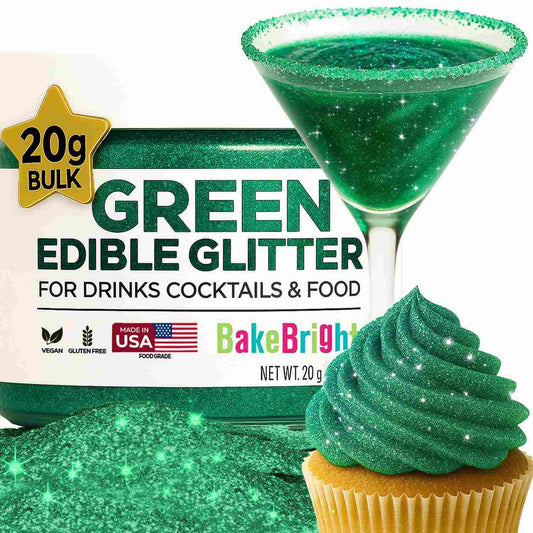 Bulk 20g Dark Green Edible Glitter for Drinks | Premium Edible Glitter for Cakes, Cocktails, Dark Green Cake Decorating