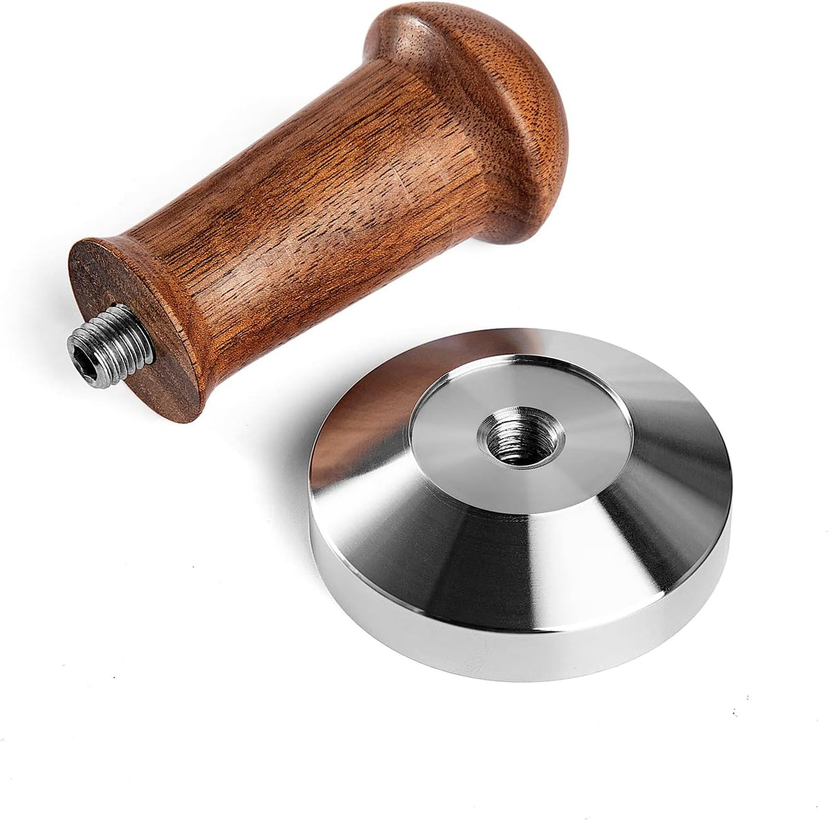 MOJAE 53mm Espresso Tamper, Coffe Tamper, Espresso Press Tool with 304 Stainless Steel Flat Base and Walnut Wooden Handle for Barista Espresso Machines, Fits for Breville Series 54mm Portafilter