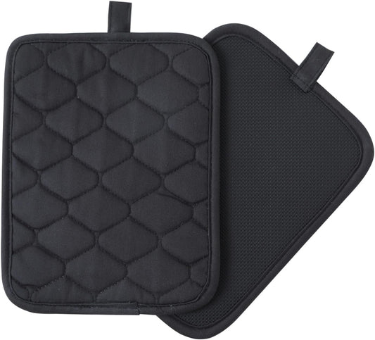 Glynniss Anti-Slip Grip Pot Holder for Kitchen, Cotton Oven Hot Pads Set with Neoprene for Heat Resistant 450F, 7x9 Inches