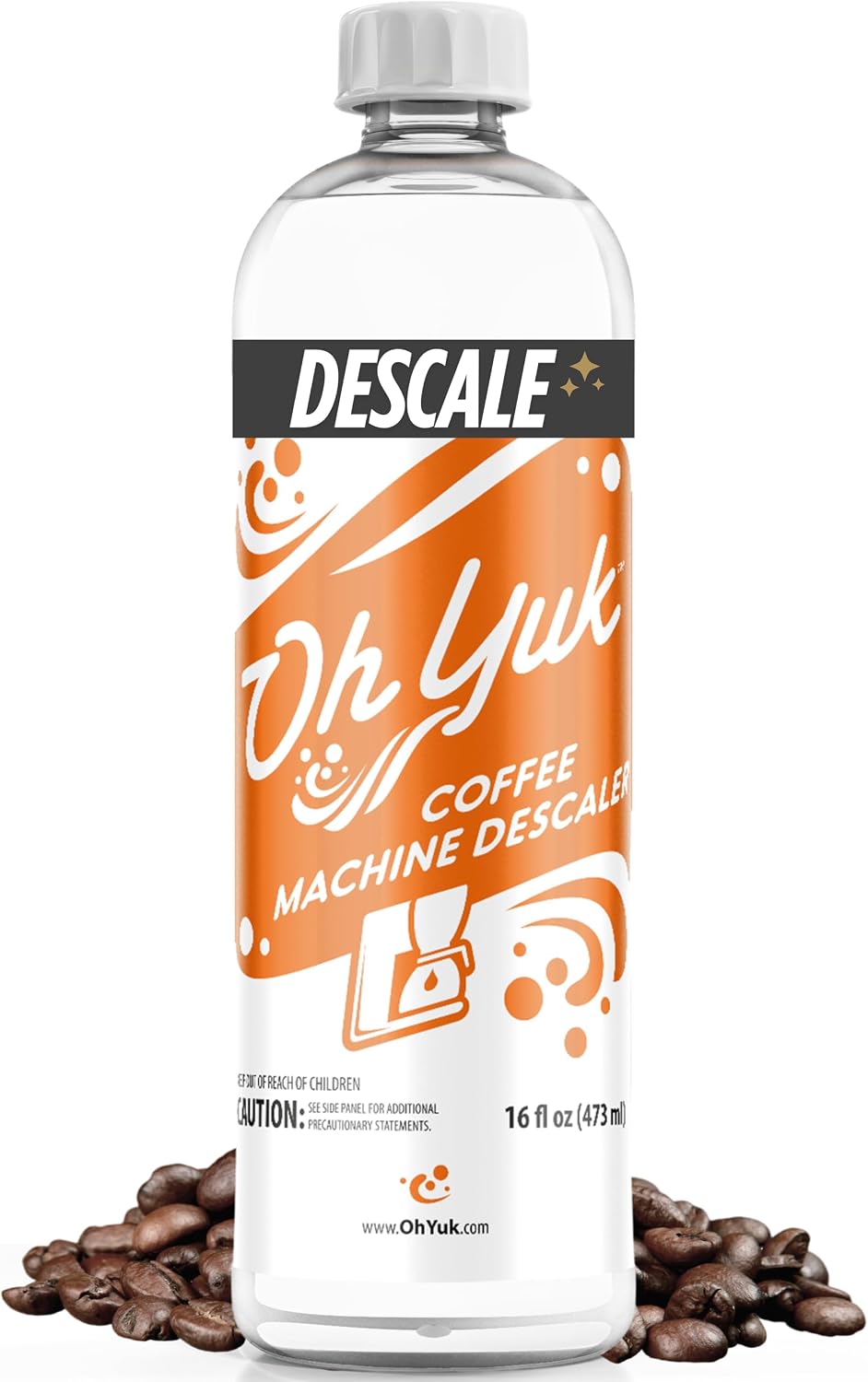 Oh Yuk Coffee Machine Descaler - Cleaning and Descaling Solution Universally Compatible for All Brands and Machine Types: Breville, Delonghi, Nespresso, Keurig - 16 oz (1)
