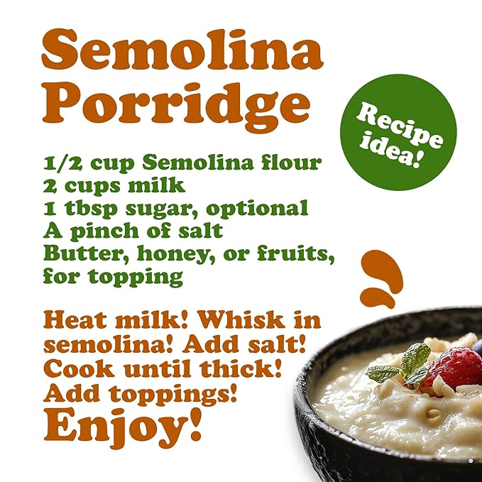 Food to Live Organic Italian Semolina Flour, 2 Pounds - Premium Durum Wheat, Perfect for Pasta and Pizza Dough, Ideal for Authentic Italian Recipes.