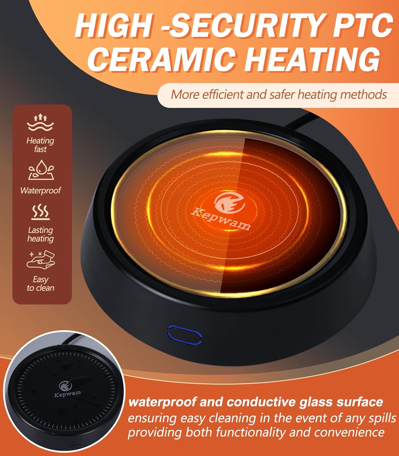 Mug Warmer - 25W Coffee Warmer for Desk Auto Shut Off, 3-Level Temp with Indicator Lights, Smart Candle Warmer Plate