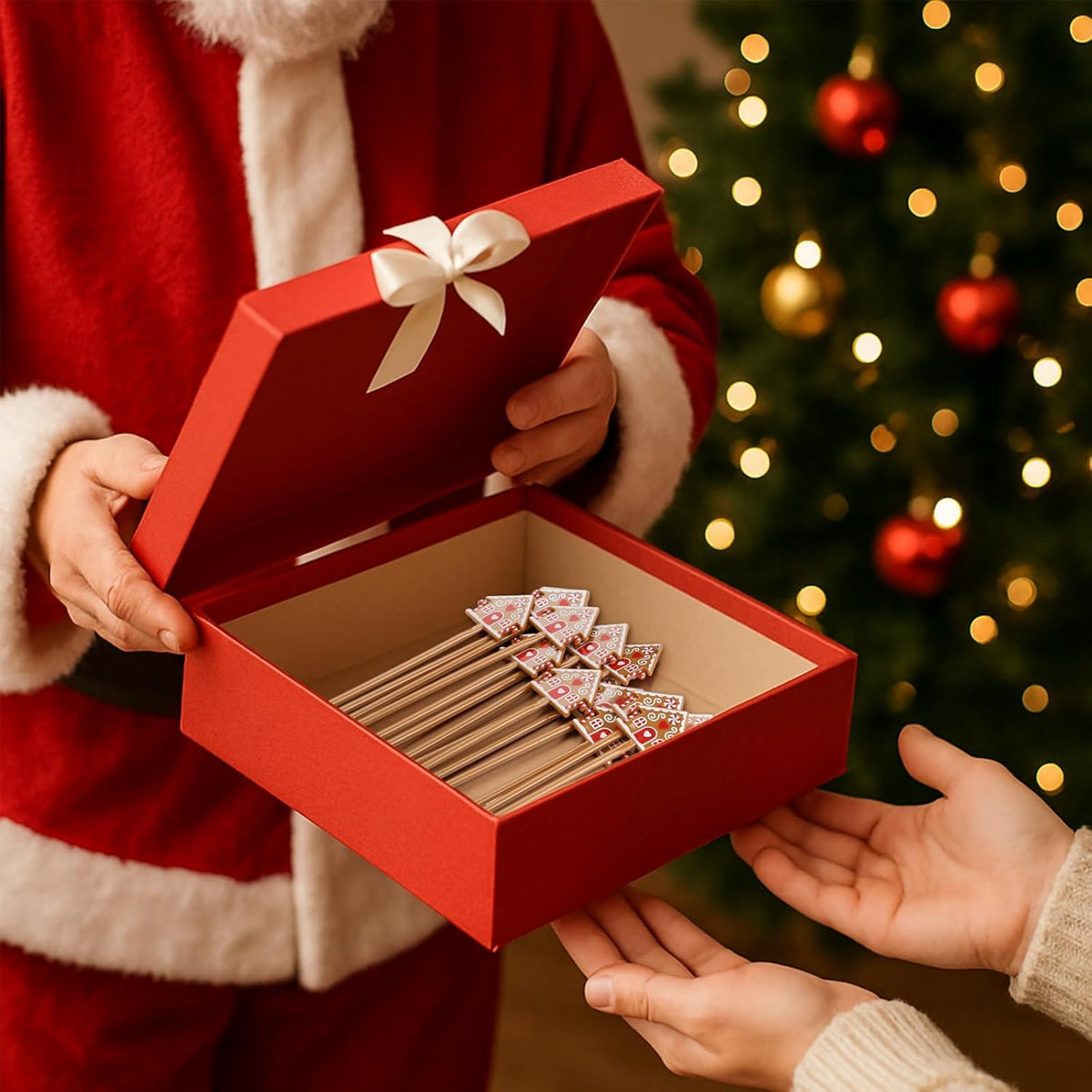 30 Pcs Christmas Drink Stirrers Xmas Stir Stick Holiday Coffee Swizzle Stick Reusable Plastic Hot Cocoa Bar Chocolate Decoration Cocktail Mixer(Gingerbread House,Novel Color)