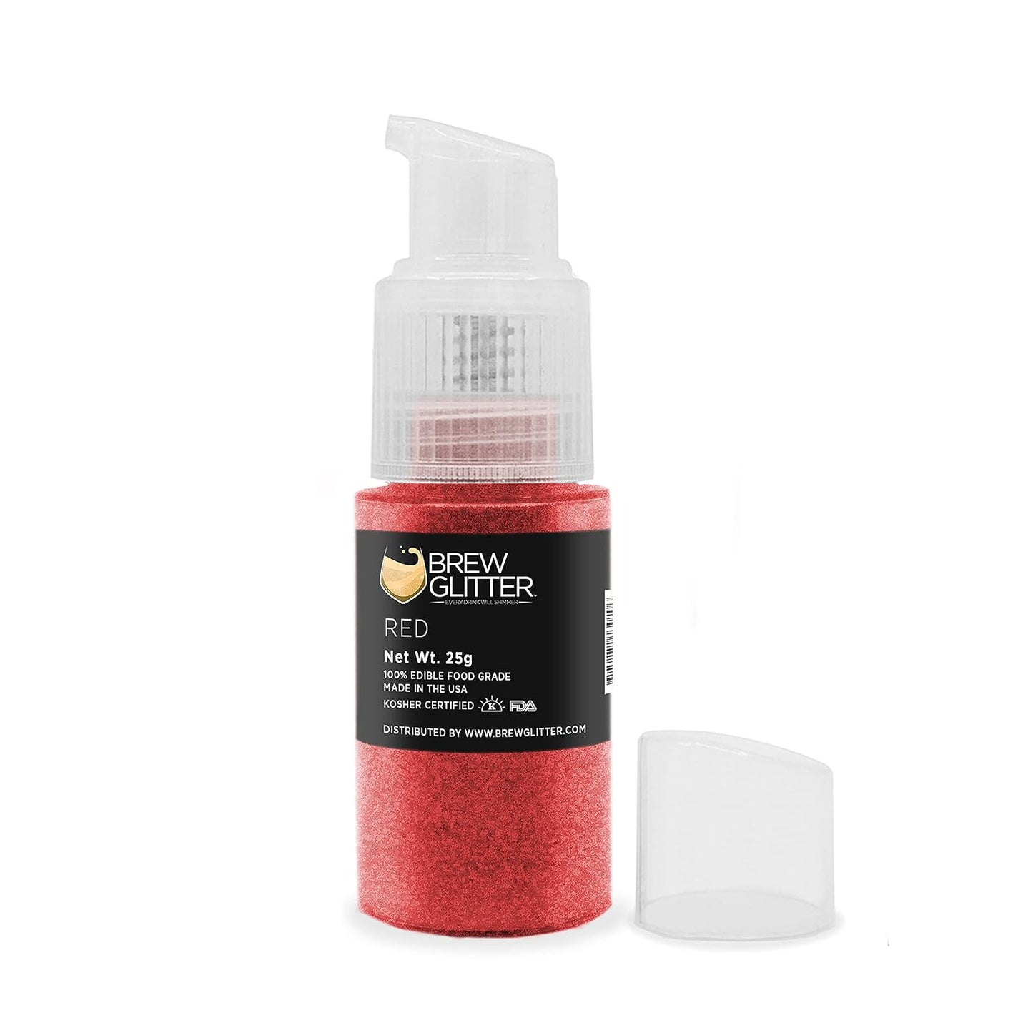 Brew Glitter Edible Drink Glitter Pump 1x 25g for Cocktails, Beer, &amp; Beverages (Red)