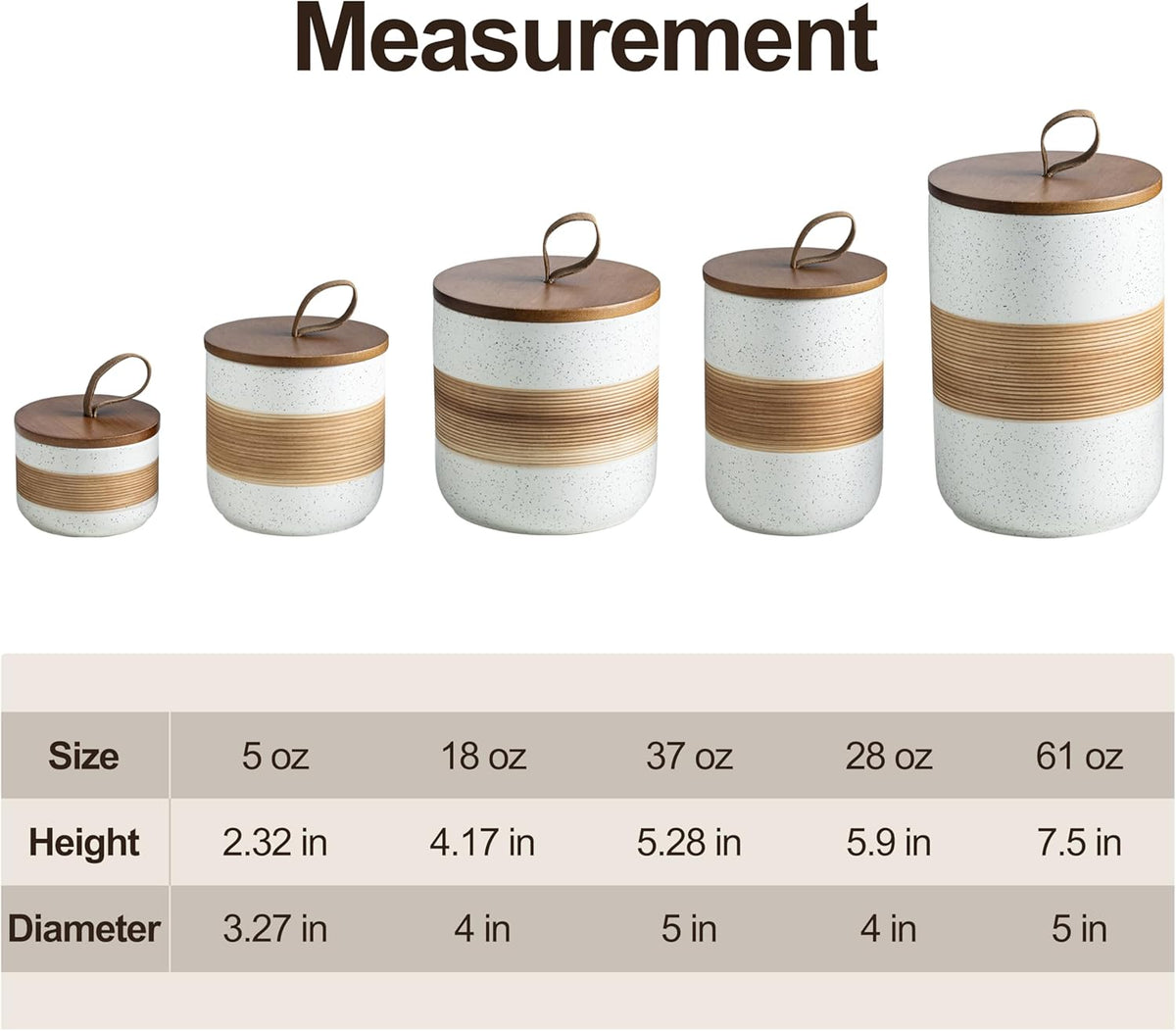Large Storage Containers with Lids, Ceramic Coffee Container Kitchen Food Storage Jars for Spice Sugar Tea Bag, Stackable Decorative Jars for Counter, White & 61 fl.oz