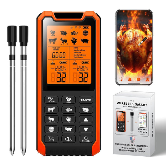 Smart Bluetooth Meat Thermometer - Long Range Wireless Food Thermometer, Digital Meat Thermometer with Dual Probes for BBQ