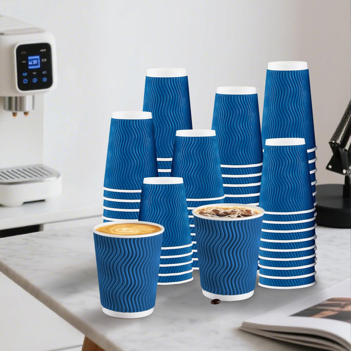 Lamosi 120 Pack 8 oz Disposable Coffee Cups, Insulated Corrugated Paper Cup