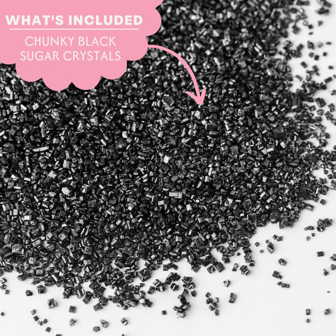 Sweets Indeed Black Sanding Sugar Crystals for Baking &amp; Decorating, 5.11 oz