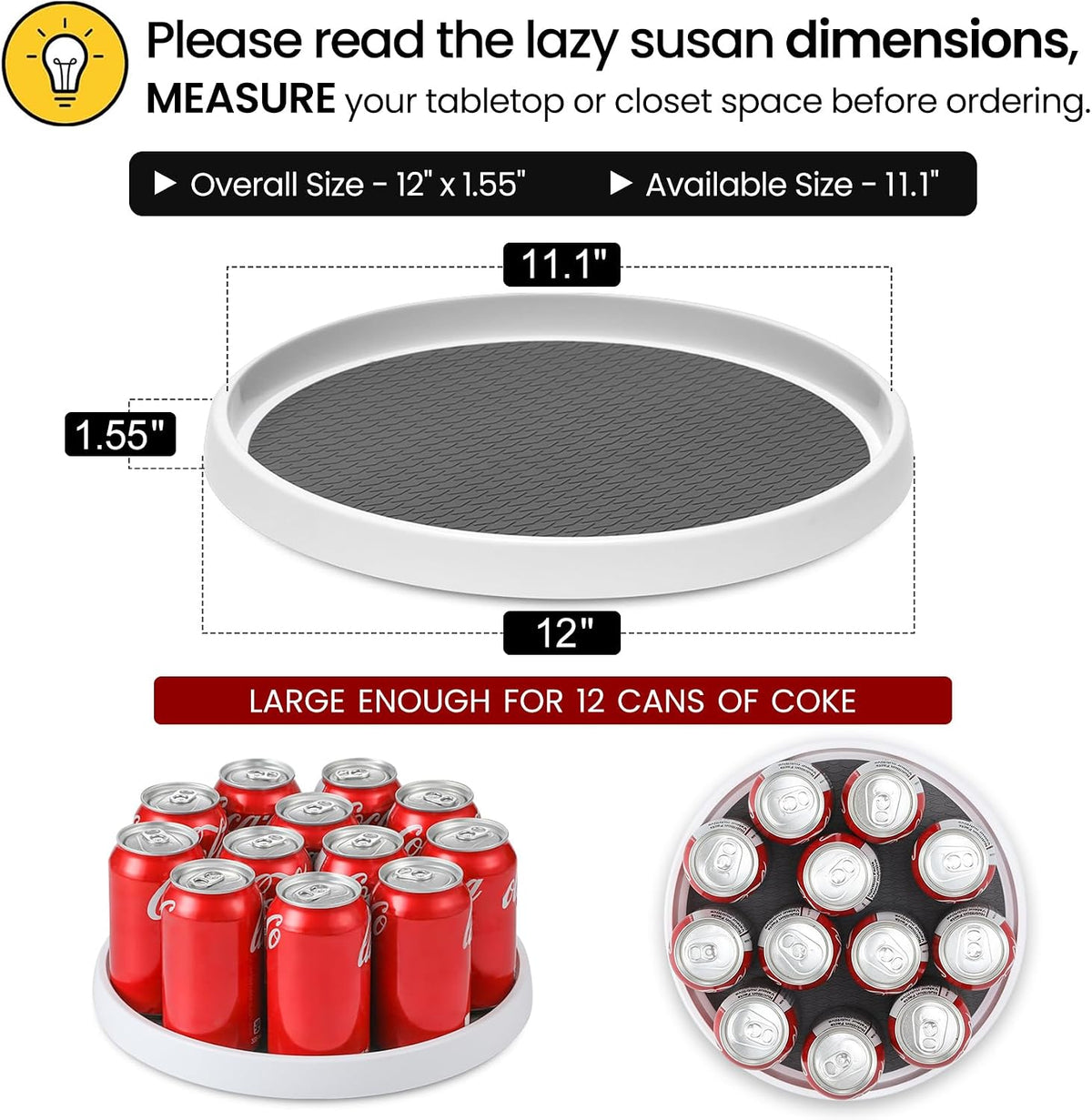 2 Tier 10" Turntable Lazy Susan Spice Organizer - Rotating Seasoning Rack for Pantry Cabinet Kitchen Countertop, Table Top Organizing - Multiuse Two Tier Rotating Organization Rack Spinner