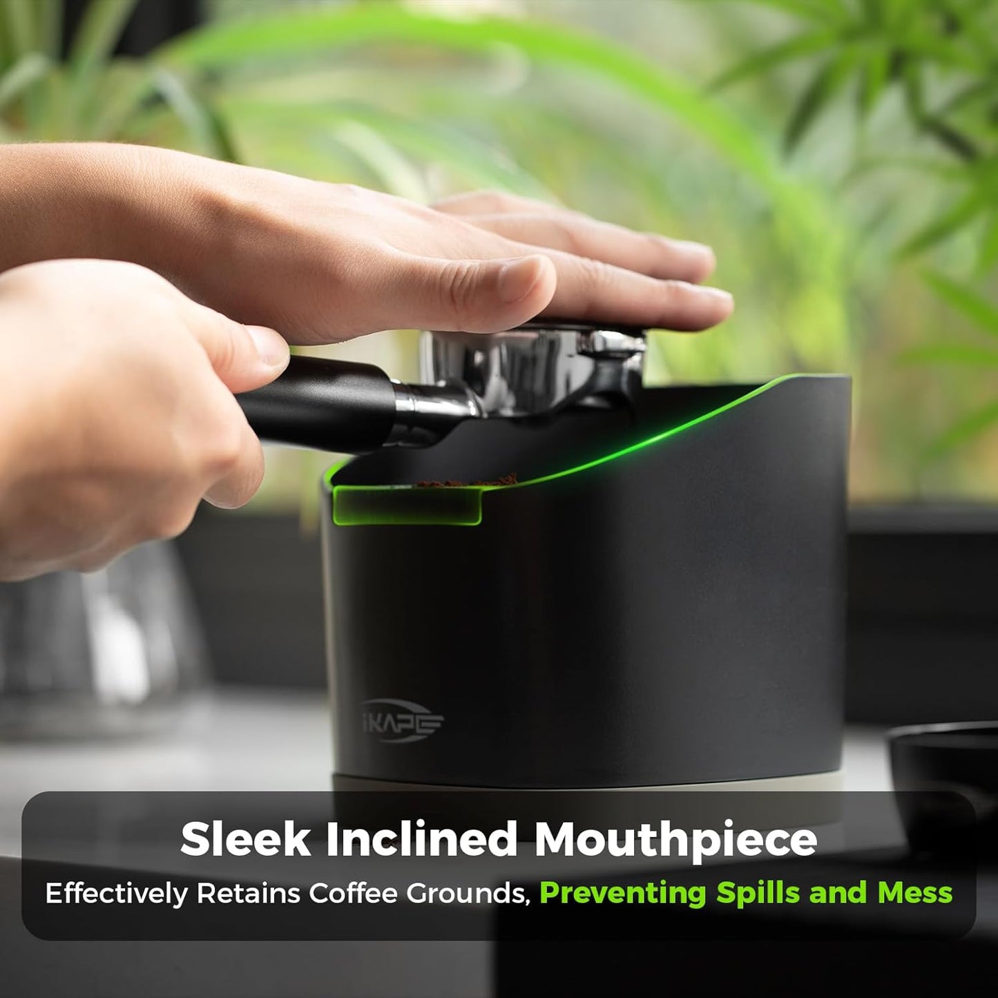 IKAPE Espresso Knock Box for Coffee Grounds, Barista Tool Enhanced for Better Manipulation - Black Espresso Machine Coffee Puck Disposal Box