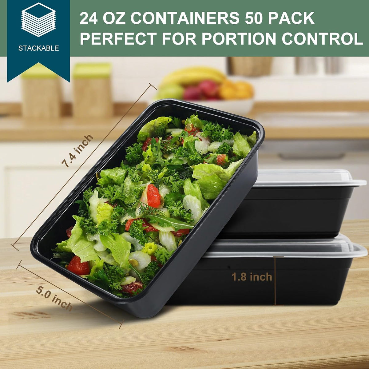Meal Prep Containers 50 Pack - 2 Compartment Food Containers with Lids, To Go Food Containers BPA-Free, carry out Container With Lids Microwave, Dishwasher, Freezer Safe 30 oz