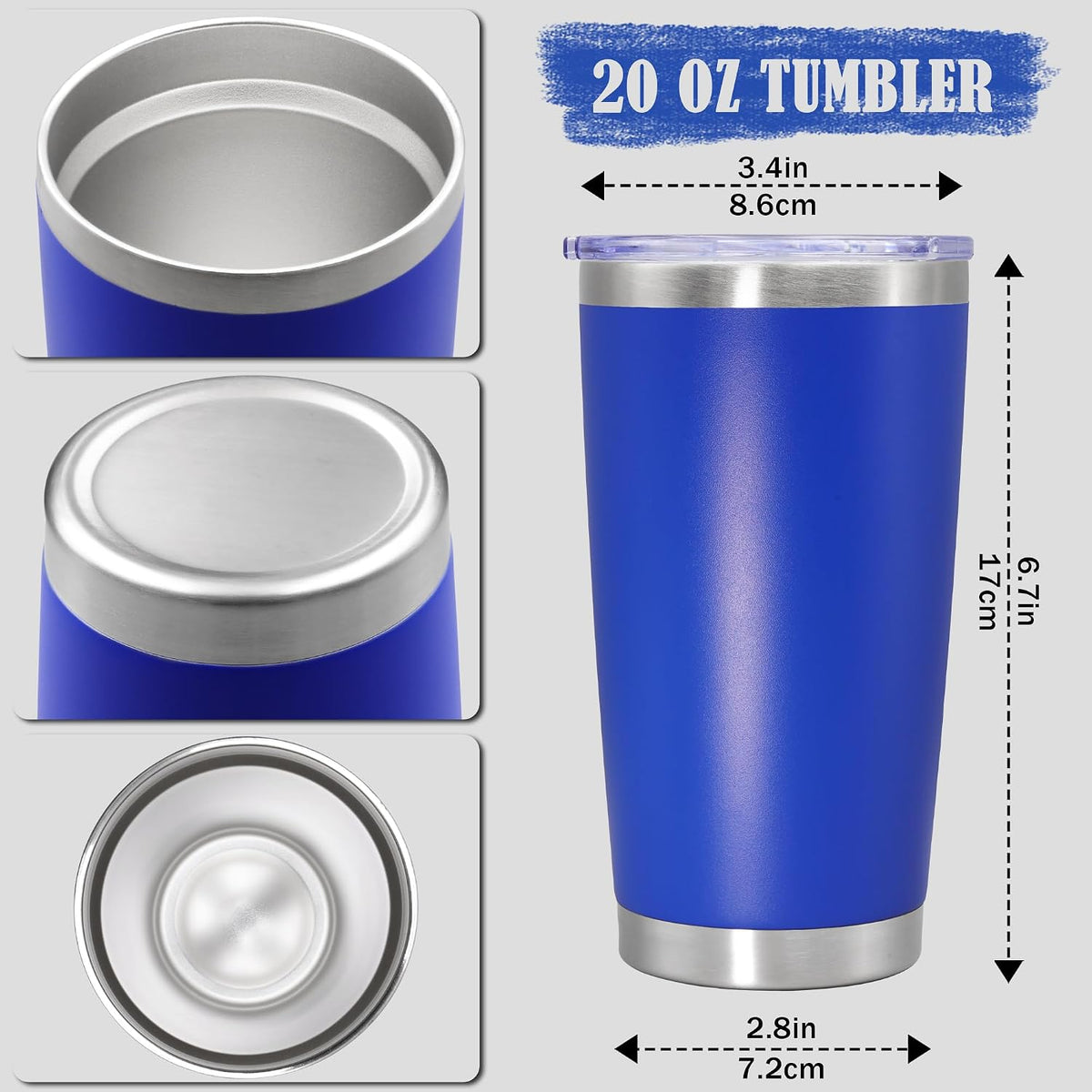 20oz Tumbler Insulated Coffee Tumblers with Lid Stainless Steel DarkBlue 8P