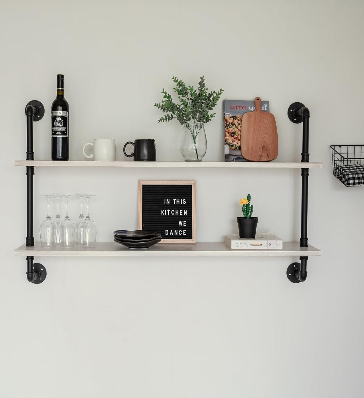 HDDFER Floating Bookshelf Bathroom Shelves Over Toilet Industrial Pipe Shelving Pipe Shelves Rustic White Wall Shelves 36