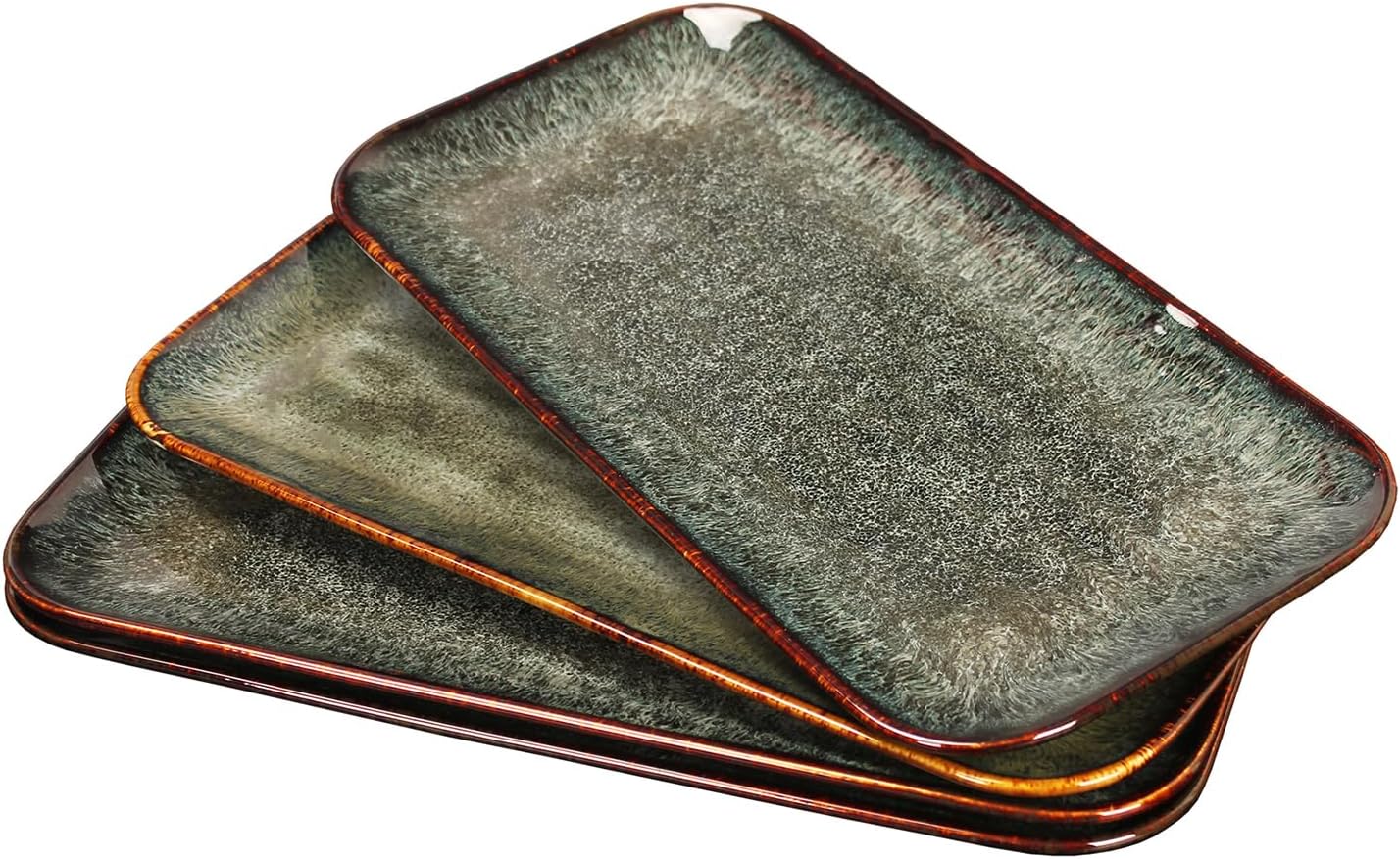 Ceramic Serving Dinner Plate Set, 4-Piece for Main Meals, Tacos, Lunches, Snack, Platters - Microwave and Dishwasher Safe, Scratch Resistant, Kitchen Serving Dinnerware, Black 12.4 Inch