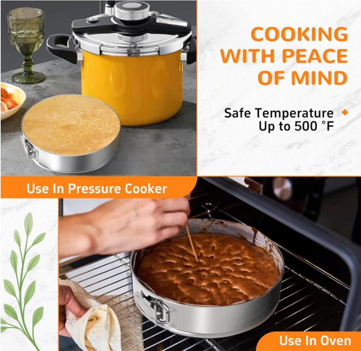 ZeroPone 10 Inch 304 Stainless Steel Springform Pan with Removable Bottom