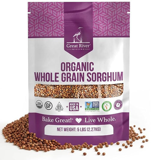 Great River Milling Whole Grain Sorghum | High-Protein Ancient Grain | Non-GMO, Kosher Certified | Ideal for Salads, Pilaf,