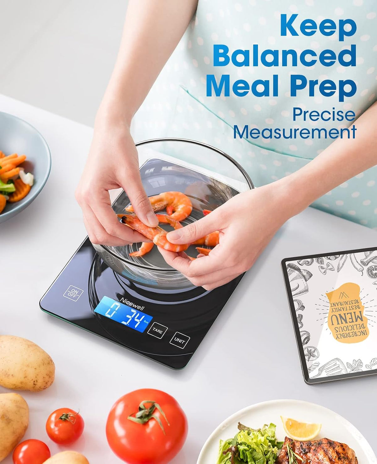 Nicewell Digital Kitchen Food Scale 22lb for Cooking Baking