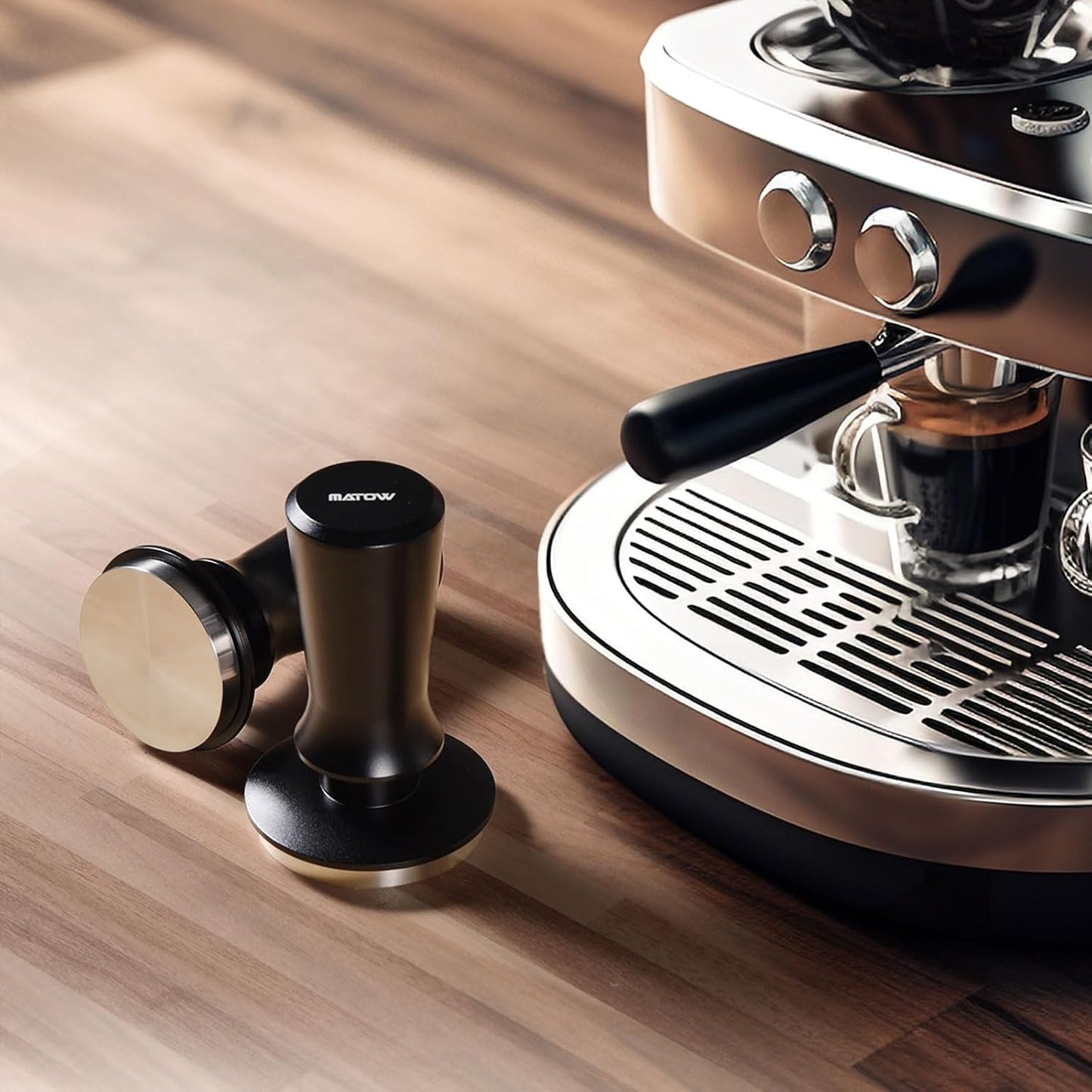 MATOW 58.5mm Spring Loaded Espresso Hand Tamper Fits 58mm Standard Portafilter