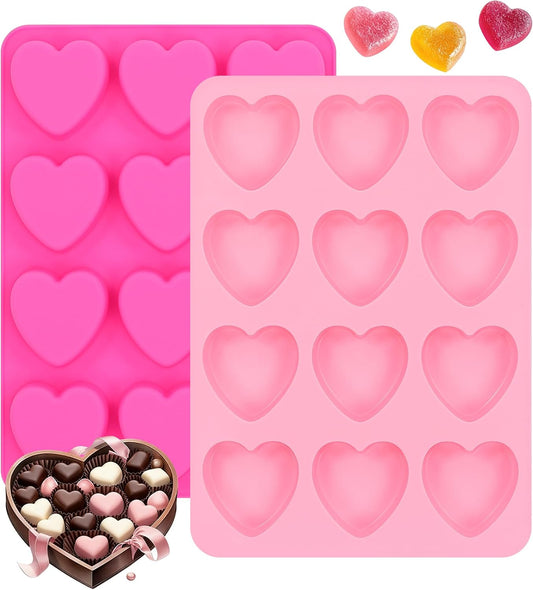 Heart-Shaped Silicone Chocolate Molds - Set of 2