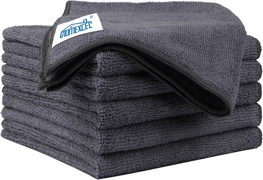 HOMEXCEL Grey Microfiber Cleaning Cloth 6 Pack, 12.5 x 12.5 inch Microfiber Towels for Cars, Ultra Absorbent Car Washing